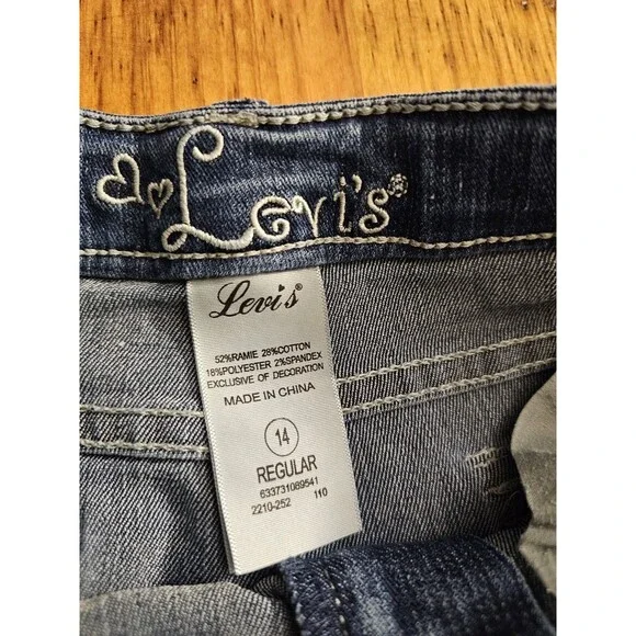 Levi's Shorts Girls Size 14 Midi Vintage Rami Embellished Ramie Cotton - Picture 6 of 9